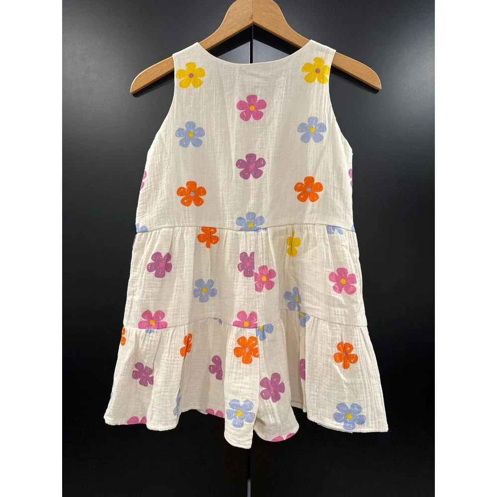 Hayden Girls Floral Cotton Gauze Tiered Romper Cream Multi Color Size L GY8118